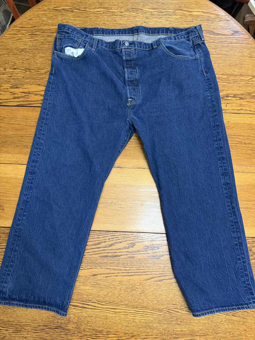 Levis 501 Jeans Mens 50x30 Blue Button Fly Straight Leg Denim Pants Classic